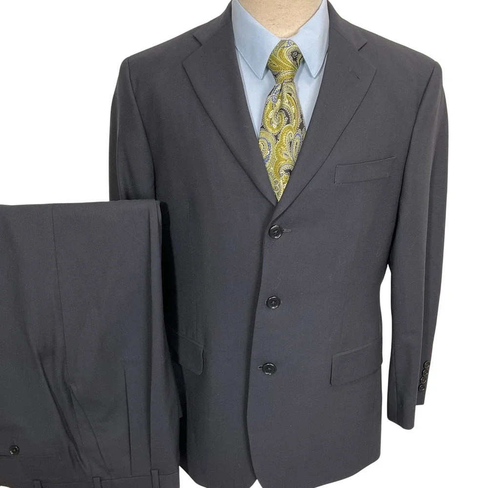 Brooks Brothers 346 Suit Mens‎ 41S 36W 29L  Naby Formal Neutral 3 Button Stretch